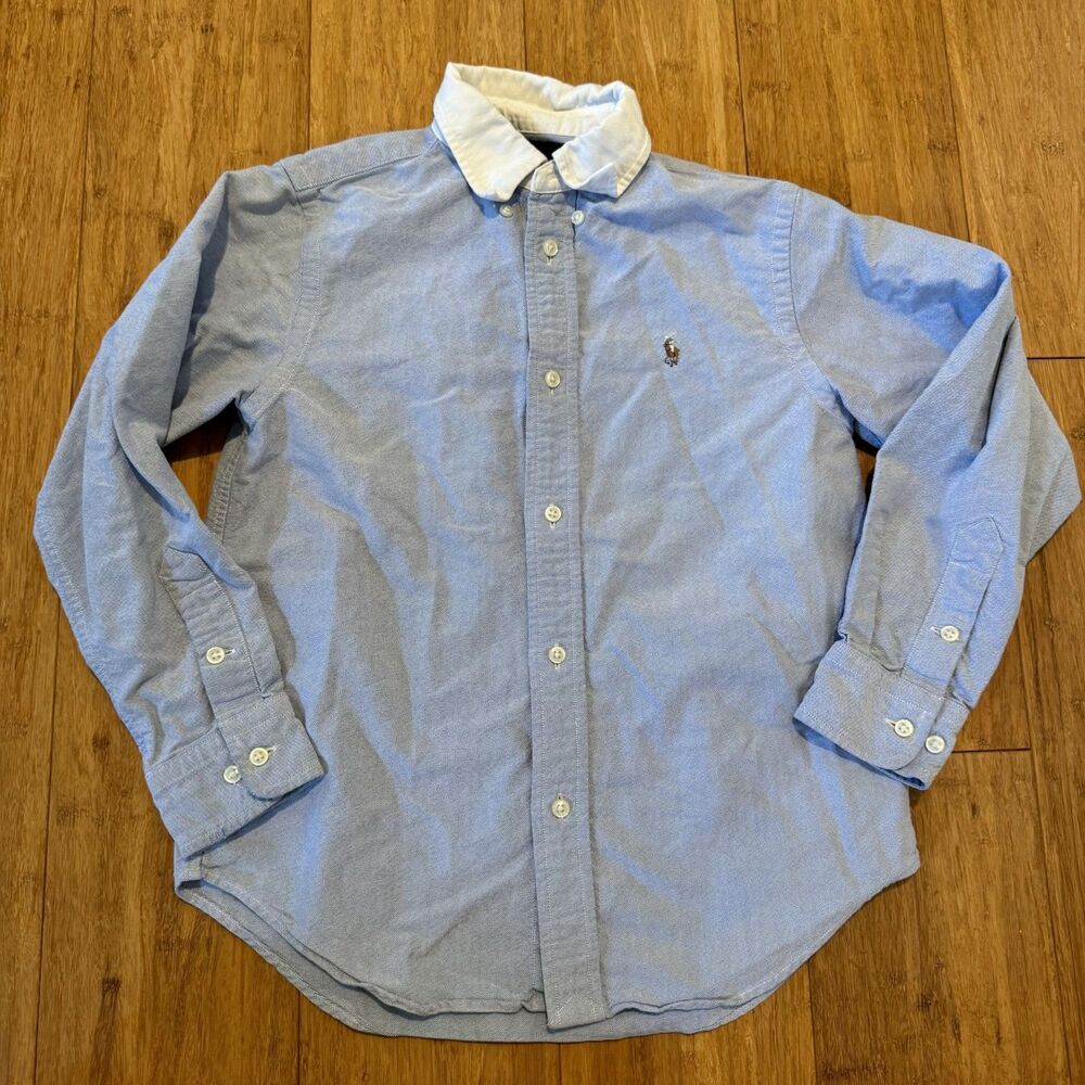 Ralph Lauren Boys Classic Long Sleeve 100% Cotton Button Down Size 7